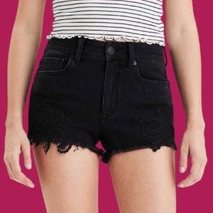 AEO Black Appliqué Hi Rise Shortie Shorts